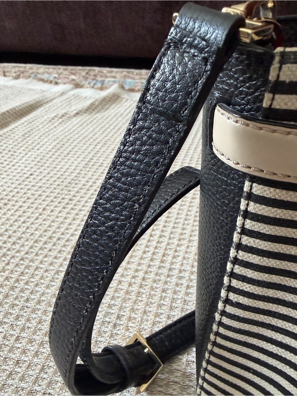 Kate Spade New York Houston Street Fabric Leo Satchel Striped Crossbody - Picture 14 of 15